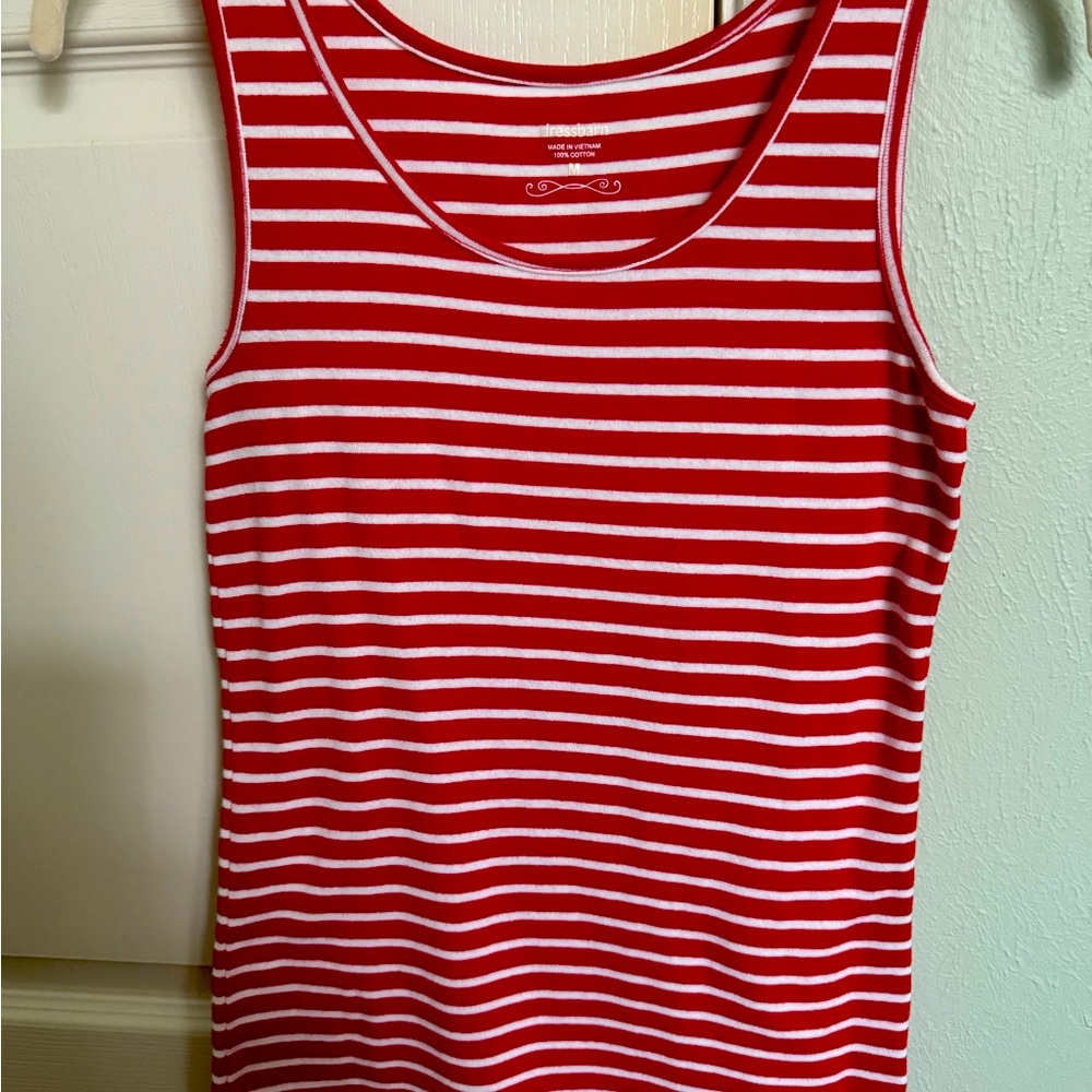 Red and White 100% cotton tank